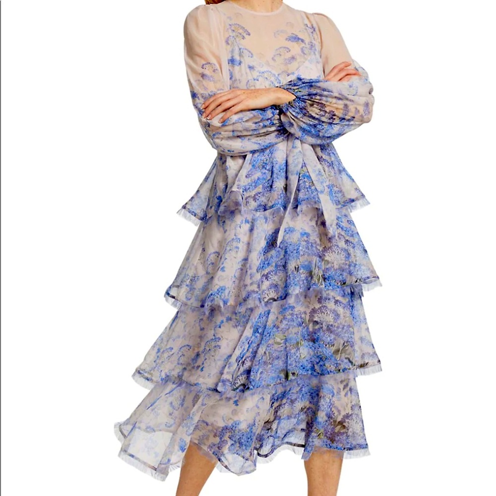 RARE Zimmermann Luminous Frayed Edge Midi Dress